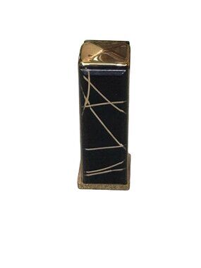 Vintage Vanstyle Black & Gold Rectangular Lipstick Case Abstract Line 2" Tall